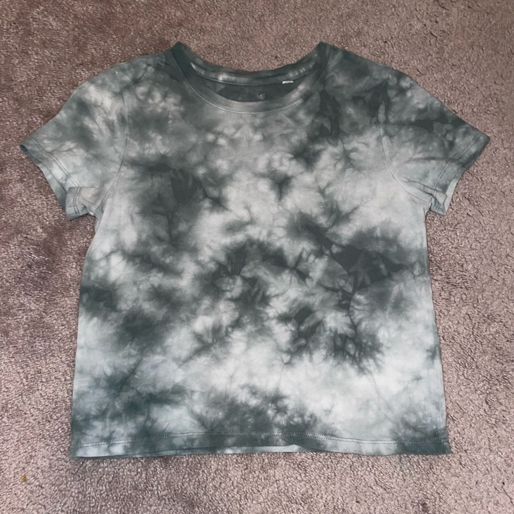 Women's Green and White Tie Dye Top, Size: XS